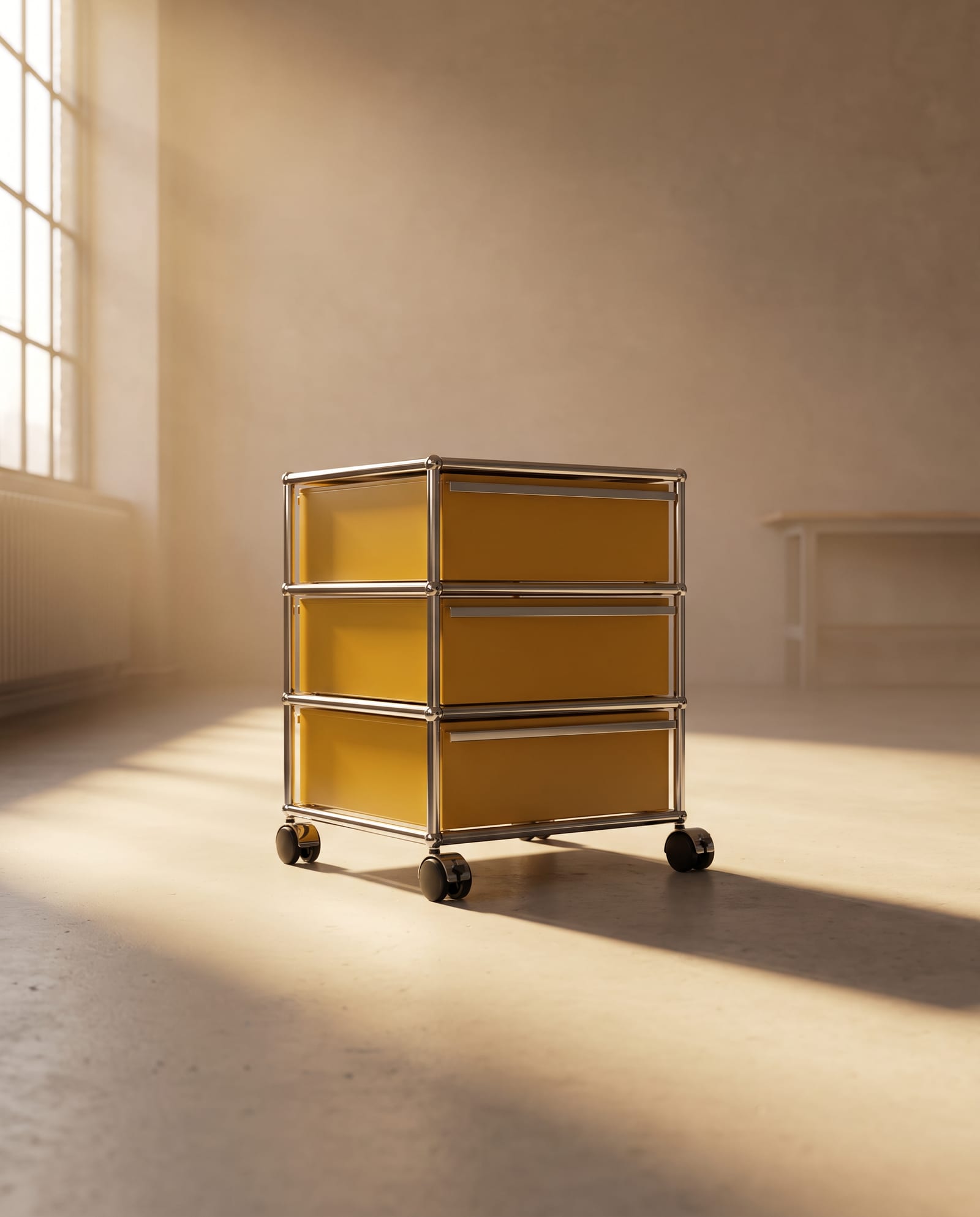Haller Rollcontainer in Goldgelb, aufgenommen: Atelier